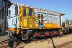 Art for art's sake? 'Delfts Blue' decorated ex-NS 673 stands at the Railway Museum at Utrecht-Maliebaan on 9 March 2015.