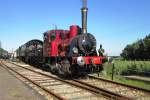 SHM 16 leaves Wognum with a steam train to Hoorn on 28 September 2013.
