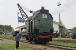 Very old maintanance stock: steam crane 39 'De Schelde' at the SGB in Goes on 14 May 2015.