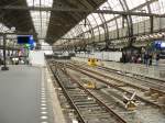 Building of a new wider tunnel under tracks 11, 12 and 13 Amsterdam Centraal Station 16-02-2012.