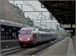 A PBA Thalys unit is running without stop through the station of Roosendaal on September 5th, 2009.