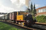MBS-6 leaves Haaksbergen (on the Museum Buurt Spoorweg Haaksbergen-Boekelo line) on 23 October 2016.