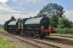 Ex-NS 8811 -of British WD Austerity design- hauls Belgian sister WD 75196 (of the SCM) in Simpelveld on 8 July 2017. Contrary to the Dutch railways, who after WWII bought a series of these engines, the Belgian railways decided against buying these locos.