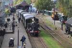 MBS, ex-NS 8107 stands ready for departure with a steam shuttle train to Boekelo at Haaksbergen on 14 October 2023. 