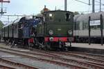 Double traction on a steam tram from Wognum-Nibbixwoud: MBS  8107 guest loco hauls SHM-5 'ENKHUIZEN'  and said setam train into Hoorn on the afternoon of a grey 4 July 2026.