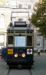 Former tram of the NZH with number A327 here seen from the front in The Hague on the Kerkplein 12-09-2009.