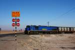 Perurail 751 with a train of containers full of acid liquids for the mines.