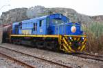 Perurail 551 shunts tank cars at the loadout in Mollendo.