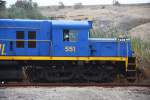 Perurail 551 , an ALCO  Alligator  , shunts tank cars at the loadout in Mollendo.