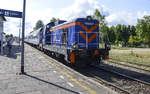 PKP SM 42-546a rriving at the end of the track in Łeba on the Baltic coast in Poland. Date: August 19 2020.