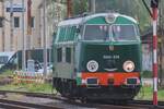 SU45-079 rests at Poznan Glowny on 3 May 2024. She has been rescued by the Klub Sympatikowo Zeleznici Wroclawu (Wroclaw Railway Fans Club).