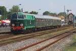 Extra train from Stefanowo, hauled by SU45-079, enters Wolsztyn on 4 May 2024, just after the steam loco parade.