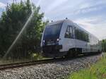 Polregio's SA133-025 DMU just left the Władysławowo station and is taking a sharp curve towards the Hel peninsula.