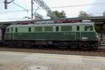 EP07-338 has been restored to an older green livery style and stands at Poznan Glowny on 22 August 2021.