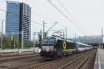 Mercenary X4E-634 hauls an EC to Warsaw out of Poznan Glowny on 5 May 2024.