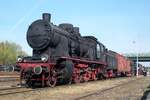 At Wolsztyn station Ok22-31 (a Polish offspring from Ok1/KPEV P8/DRG38) stands with a photo freight to welcome the many visitors to the annual steam loco parade on 30 April 2016.