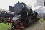 Polish ex-DRG Kriegslok Ty 42-107 stands as a guest in Vrutky Nakladi Stanica on 30 May 2015.