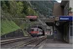 The SBB Re 4/4 II 11195 wiht his 'Gotthard-Paromamic' service form Lugano to Flüelen runs trought the Wasen Station.


19.10.2023 
