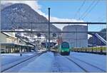 the SBB Re 460 010 'Swiss Tainable' is in Airolo with its IC 2 10874 en route from Lugano to Zurich HB. 

January 21, 2025