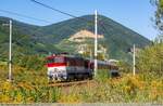 14.09.2019 | Vrútky - 754 014-9 approaching the station from the side Žilina.