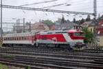 Showing the latest livery ZSSK 757 016 hauls a fast train out of Bratislava hl.st. on 25 June 2022.