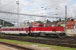 ZSSK 736 103 shunts one coach at Bratislava hl.st. on 27 August 2021.