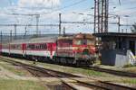 ZSSK Velky Haktor 721 030 shunts passenger stock at Kosice on 23 June 2022.