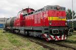 T466 0254 stands with a tank wagon in Vrutky Nakladi Stanica during an Open day on 30 May 2015.