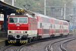 On a rainy 19 September 2017, 263 006 calls at Bratislava hl.s.t with her urban train.