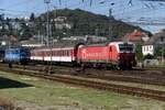 On 12 September 2018 ZSSK 383 105 hauls an IC service to Kosice out of Bratislava hl.st. and passes a CD Cargo 383.