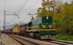 Diesel loc 644-016 is hauling freight train through Maribor-Tabor on the way to Tezno yard.