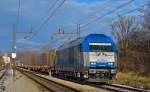 ADRIA Transport diesel loc 2016 920 'Irena' is hauling container train through Maribor-Tabor on the way to port Koper. /3.1.2013