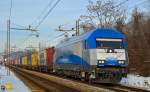 ADRIA diesel loc 2016 921’Ingrid’ is hauling container train through Maribor-Tabor on the way to Koper port.