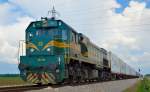 Diesel loc 664-105 is hauling container train through Cirkovce on the way to Koper port. /8.5.2013