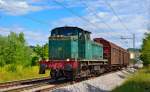 Diesel loc 642-188 is pulling freight train through Maribor-Tabor on the way to Tezno yard. /30.7.2013