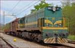 Diesel loc 644-025 pull freight train through Maribor-Tabor on the way to Tezno yard.