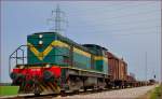 Diesel loc 643-028 pull freight train through Cirkovce on the way to Pragersko.