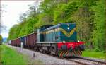 Diesel loc 643-013 pull freight train through Maribor-Studenci on the way to Tezno yard.