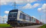 Diesel loc METRANS 761 007 pull container train through Cirkovce on the way to Koper port. /22.4.2014