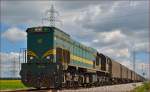 Diesel loc 664-108 pull freight train through Cirkovce on the way to Koper port.