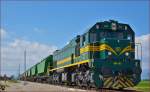 Diesel loc 664-103 pull freight train through Cirkovce on the way to Hodoš. /11.4.2014