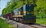 Diesel loc 644-005 pull freight train through Maribor-Tabor on the way to Tezno yard. /5.5.2014