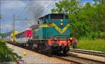 Diesel loc 642-179 pull freight train through Maribor-Studenci on the way to Tezno yard. /29.5.2014