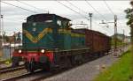 Diesel loc 643-008 is pulling freight train through Maribor-Tabor on the way to Tezno yard. /8.7.2014