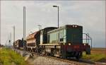 Diesel loc 642-179 pull freight train through Cirkovce-Polje on the way to Ptuj.