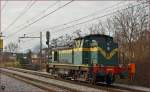   Diesel loc 643-014 run through Maribor-Tabor on the way to Tezno yard.