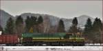 Diesel loc 644-113 pull freight train through Limbuš on the way to Tezno yard.