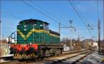 Diesel loc 643-028 run through Maribor-Tabor on the way to Maribor station. /14.1.2015