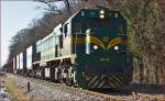 Diesel loc 664-102 pull freight train through Maribor-Studenci on the way to Tezno yard. /13.2.2015