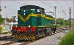 Diesel loc 643-031 run through Maribor-Tabor on the way to Tezno yard. /13.5.2015